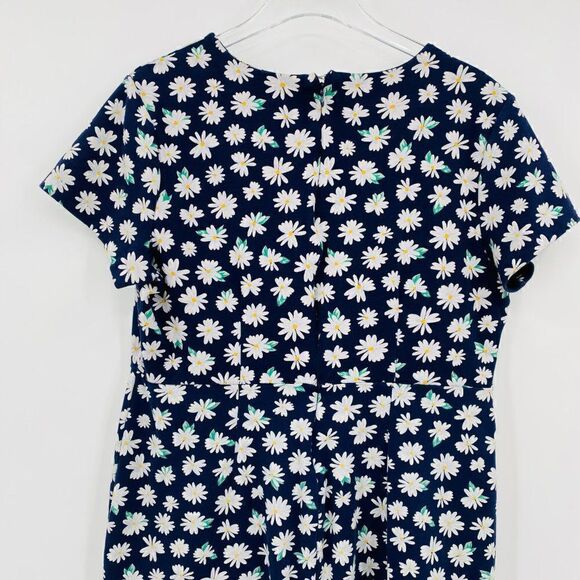 Old Navy Size XL Navy Blue Daisy Floral Print Short Sleeve Stretch Knit Dress - Picture 7 of 9